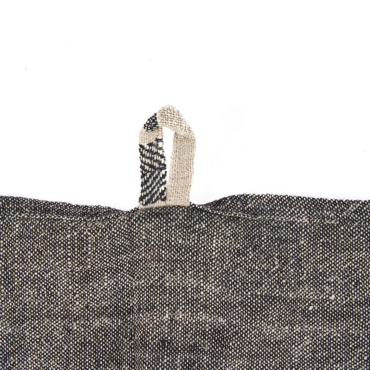 Linen Kitchen Towel - Natural Black Boho Stripe, 50x70