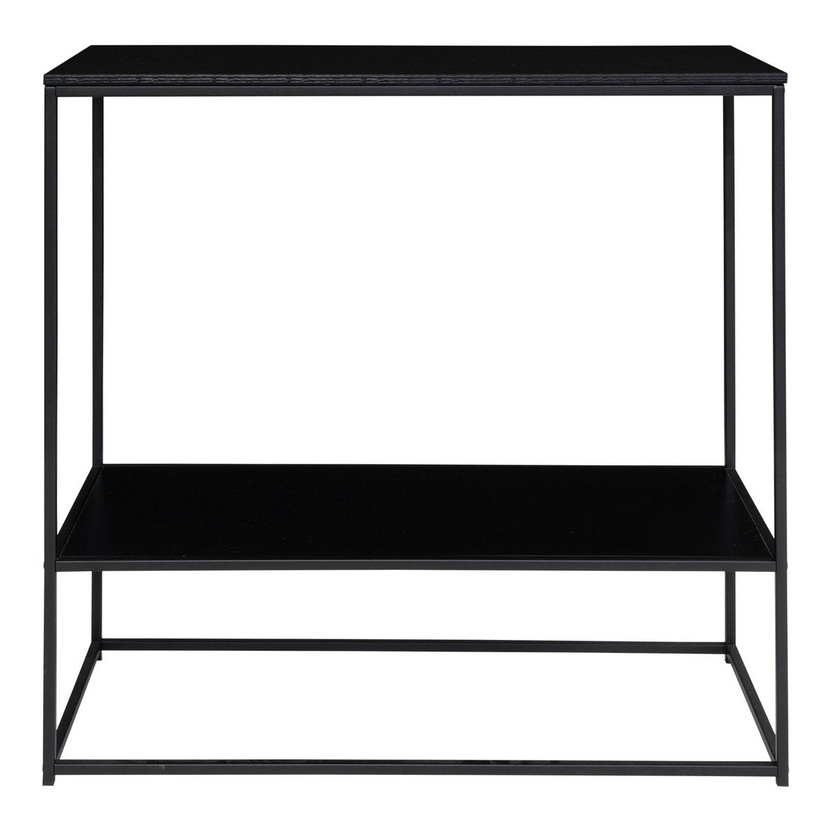 Black Console Table - Modern Design with Open Shelves