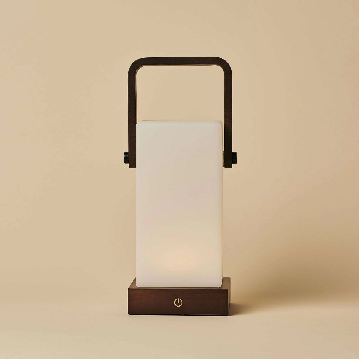 Dark Brown Wooden Table Lamp - Cordless Rechargeable Accent Light