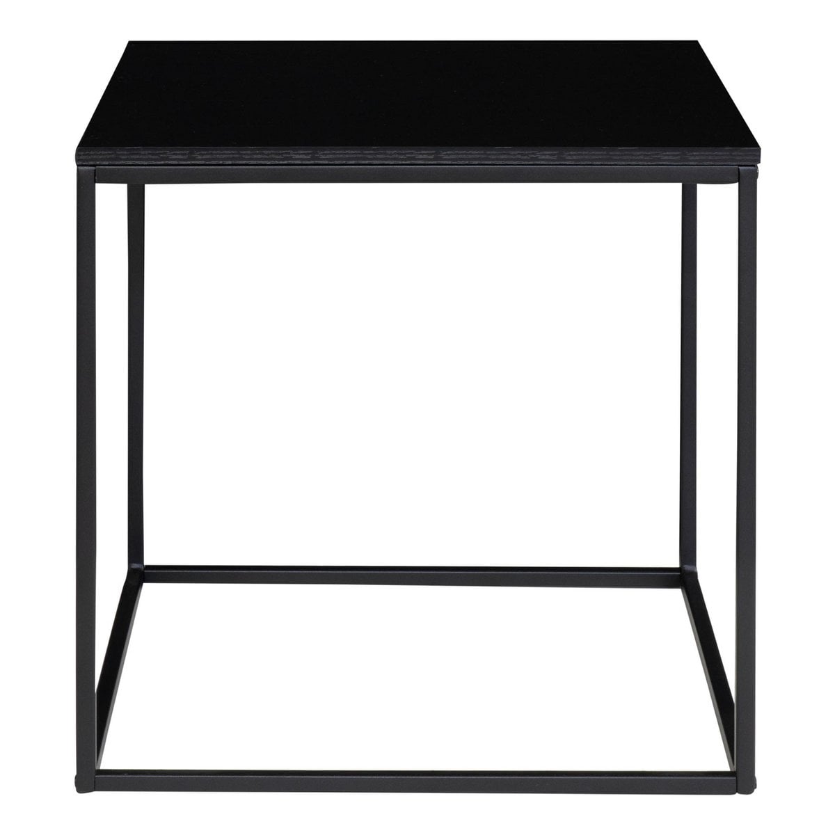 Steel Side Table - Black Melamine Top, Modern Bedside Table - 45cm