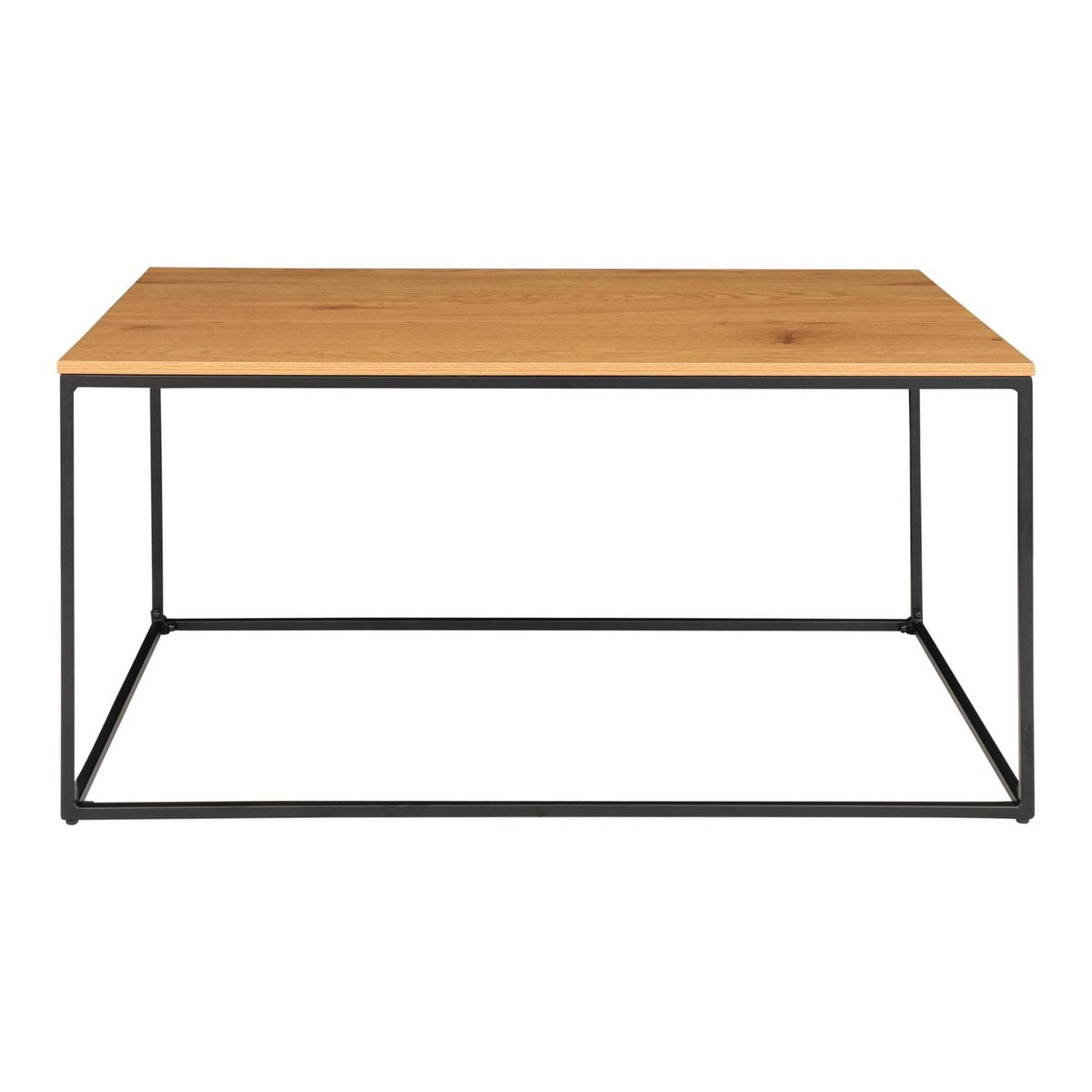 Oak Look Coffee Table - Black Metal Frame, 60x90cm