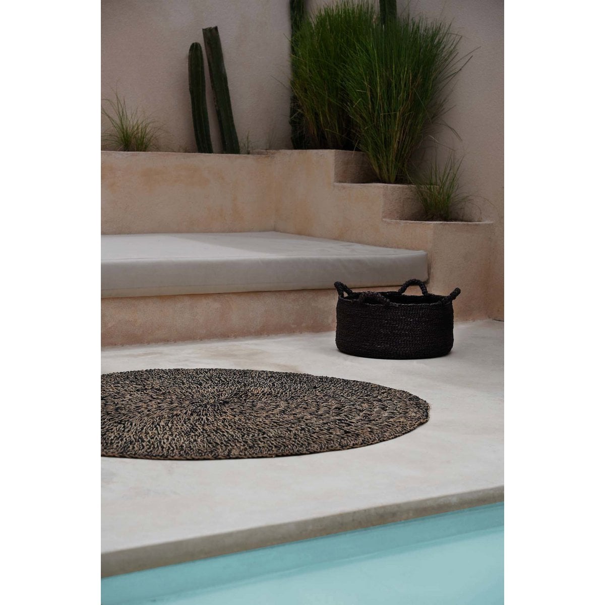 Seagrass Storage Basket – Black Handwoven Basket, Medium