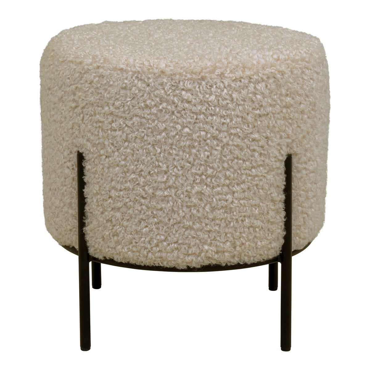 Alford Pouf - Grey-Brown, Artificial Lambskin, 35.5x37cm