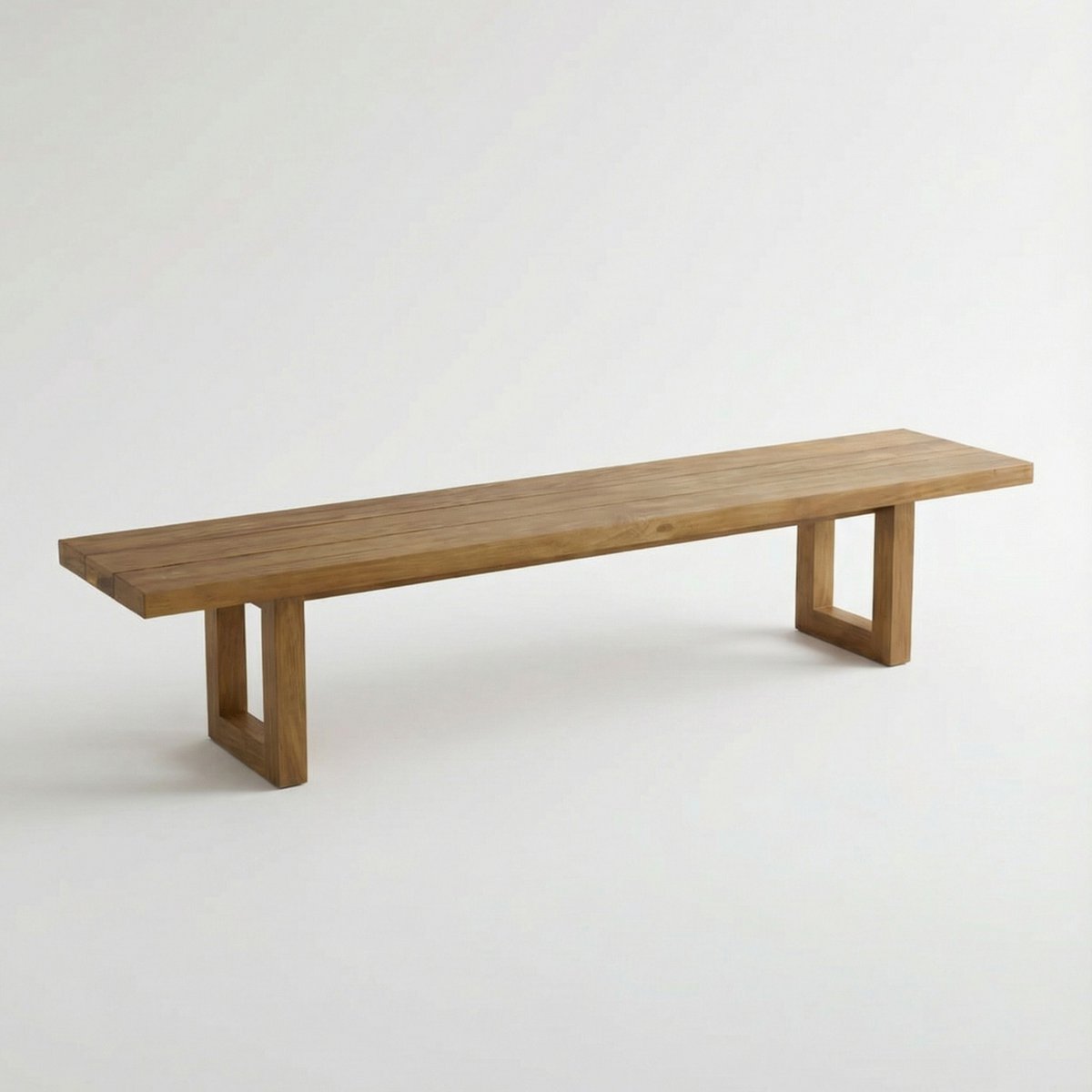 Natural Teak Wood Bench with Square Foot – 280cm