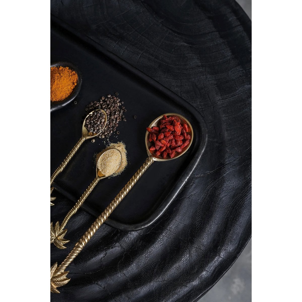 Brass Salad Spoon - Gold Palm Tree Design, Elegant Serveware