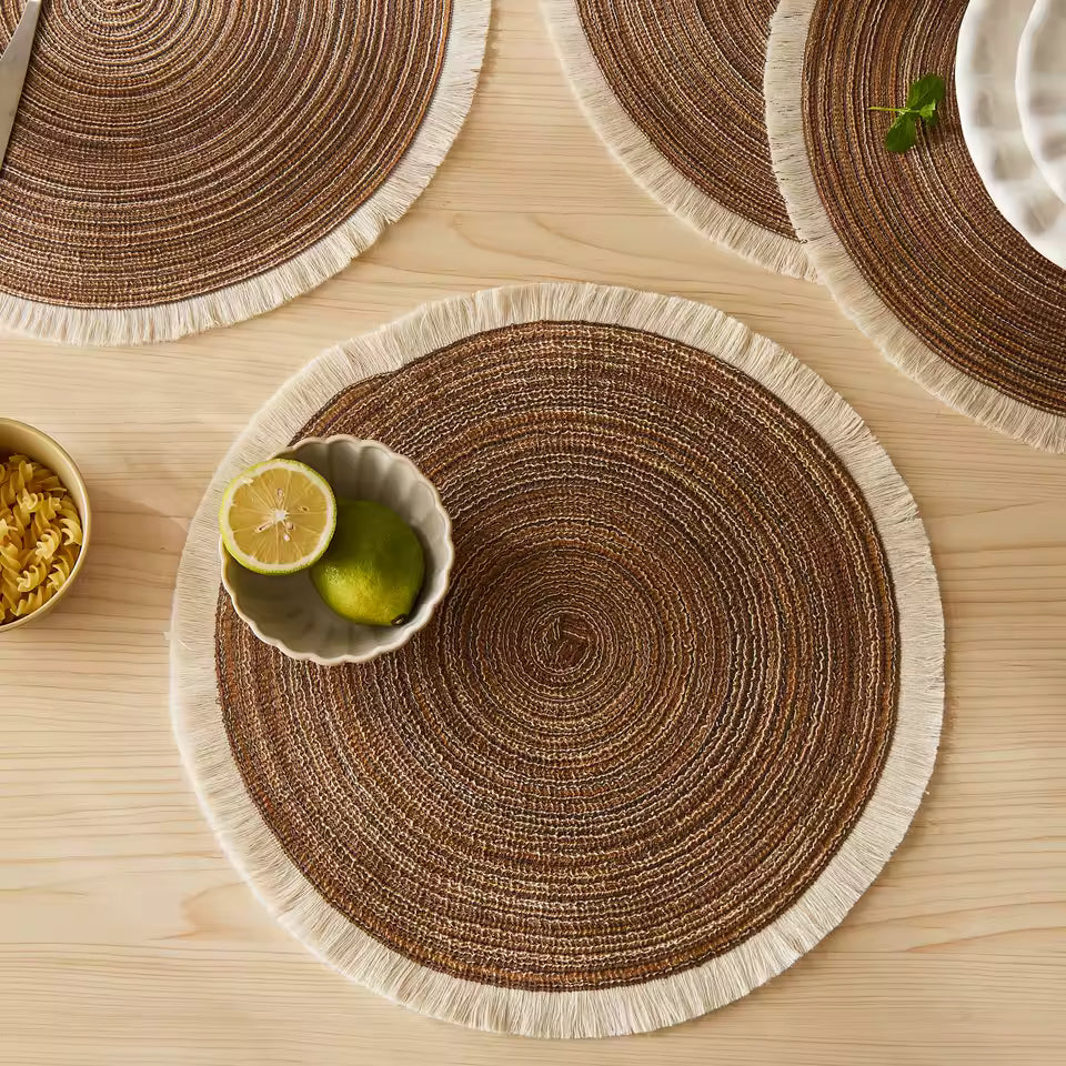 Round Braided Placemats Set of 4 – Heat-Resistant & Washable for Dining Table | Modern Kitchen Decor