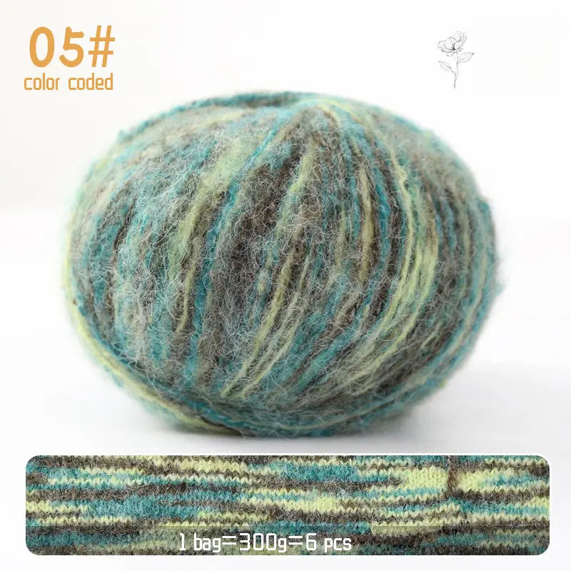 Gradient Mohair Yarn - 300g Colorful Blend for Knitting