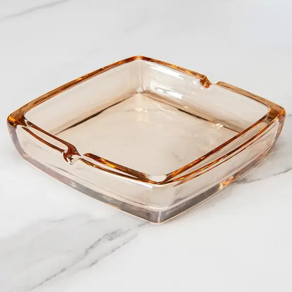 Square Glass Ashtray - Windproof Design for Home & Bar