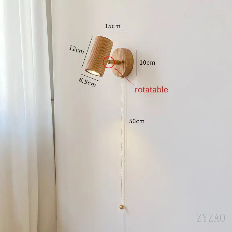Retro Walnut Wall Lamp – Adjustable LED Spotlight