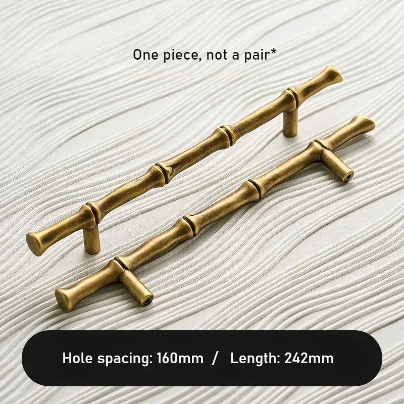 Satin Brass Cabinet Handle – Bamboo Design, Modern Upgrade