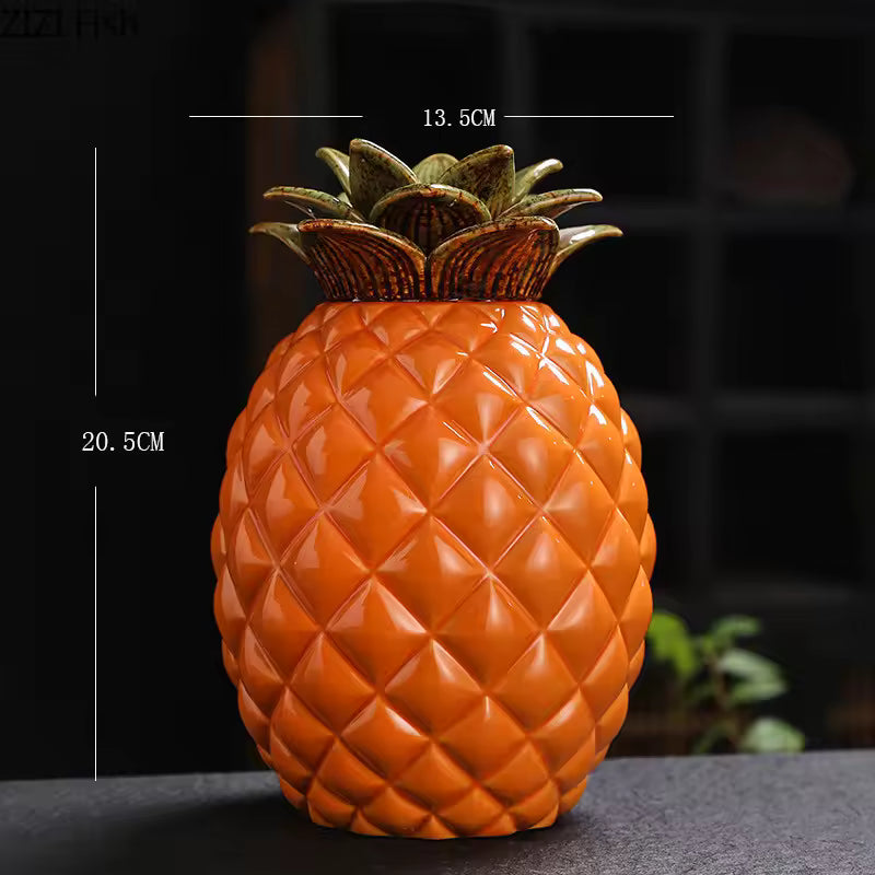 Ceramic Tea Storage Jar - Airtight Pineapple Tea Can