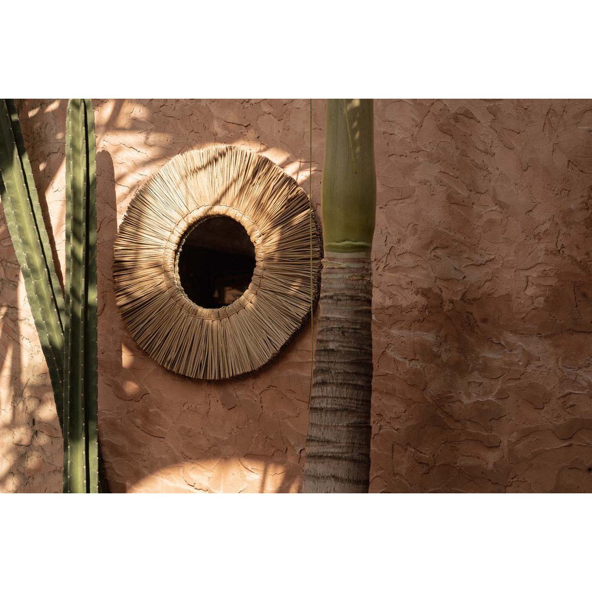 Natural Grass Wall Mirror - Large Boho Decor