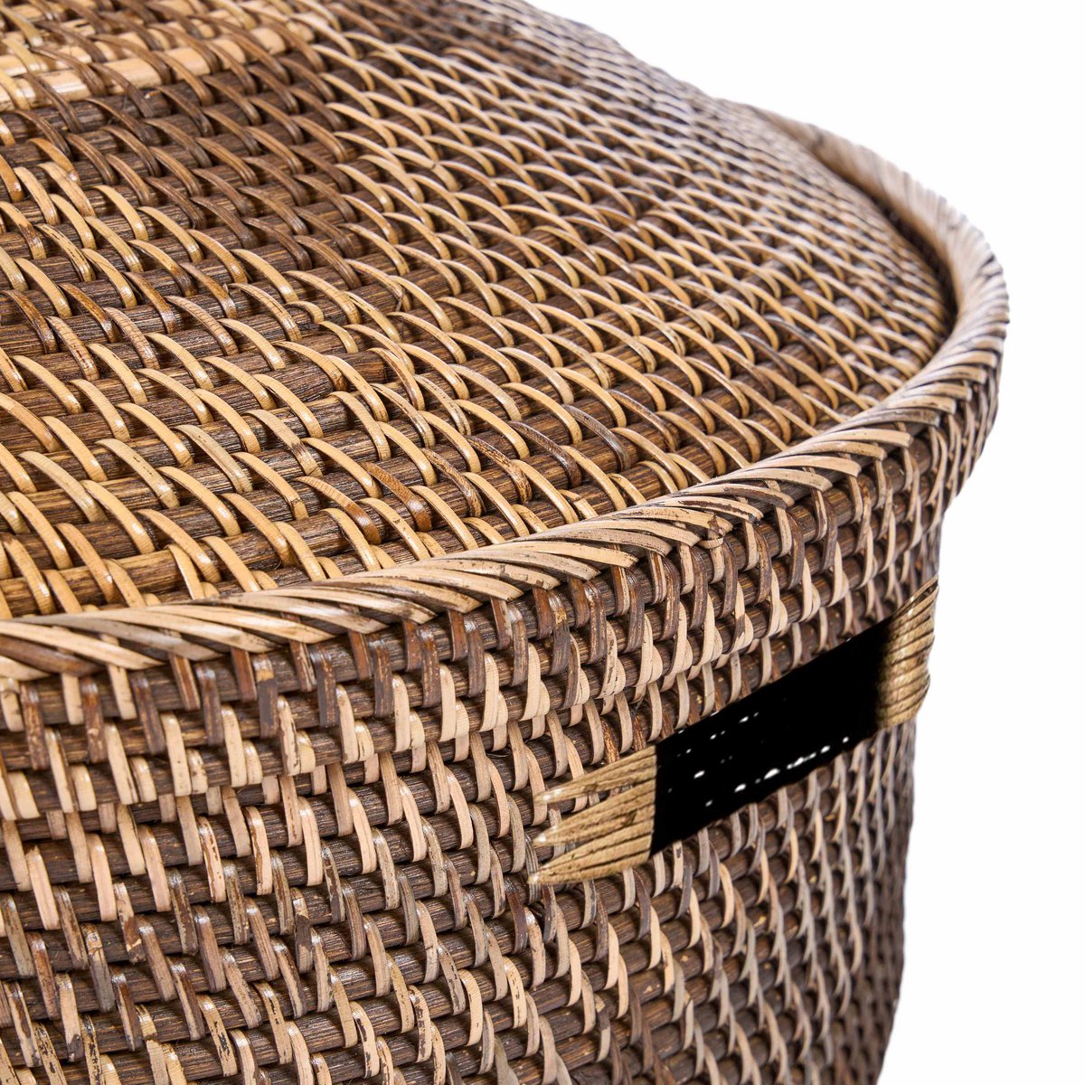 Rattan Storage Basket - Natural Brown Crown Lid Design