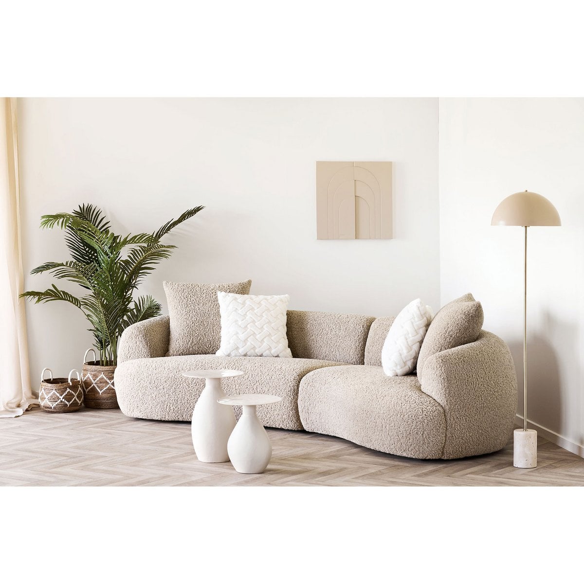 Metal Side Table with Enamel Top – Off-White, Modern Style, 36x50 cm