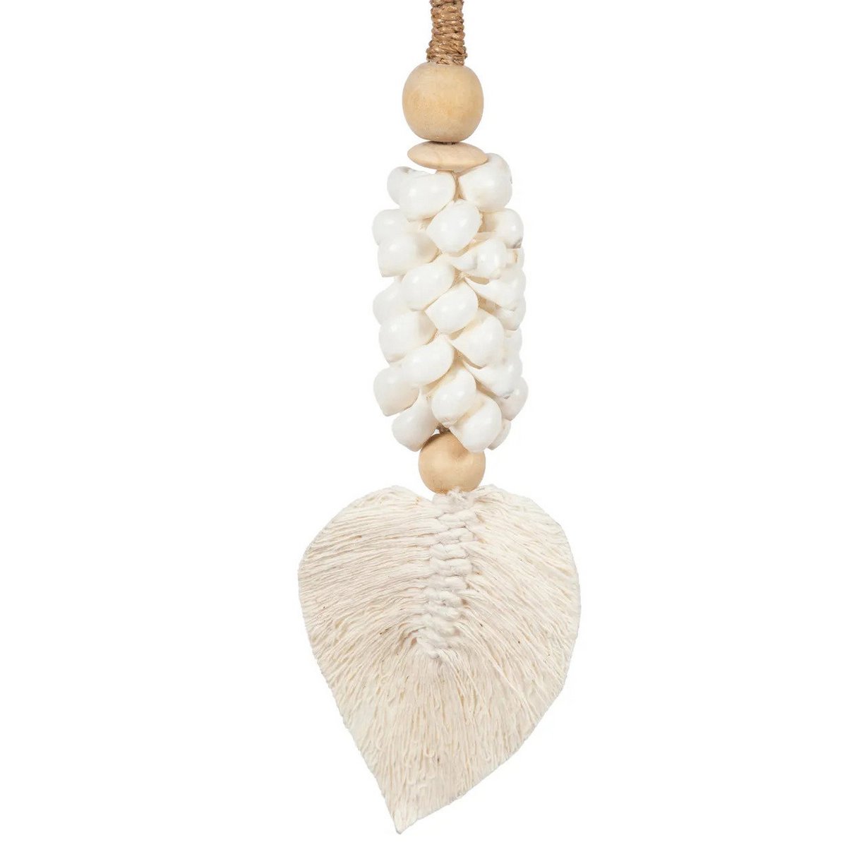 Seashell Tassel Wall Hanging - White Coastal Decor, Handmade in Bali