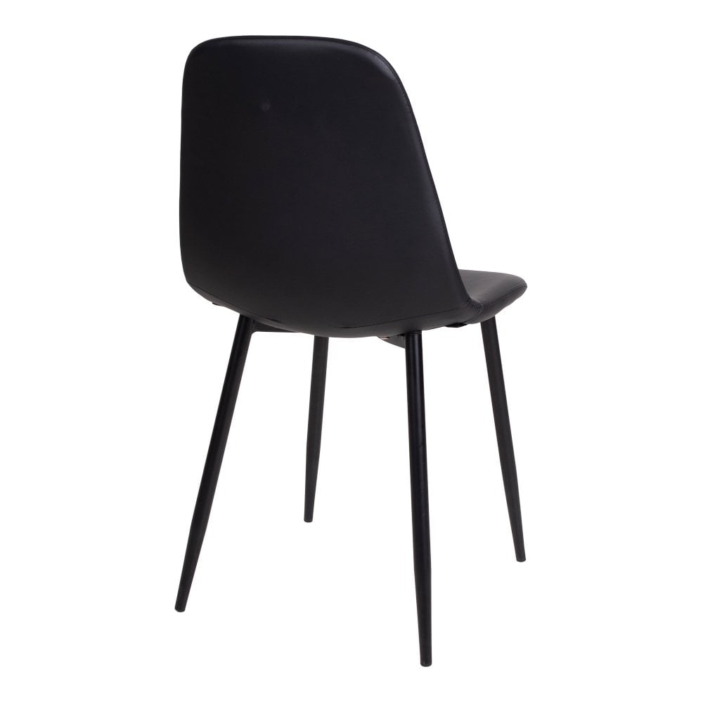 PU Leather Dining Chairs - Black Metal Leg Set of 2