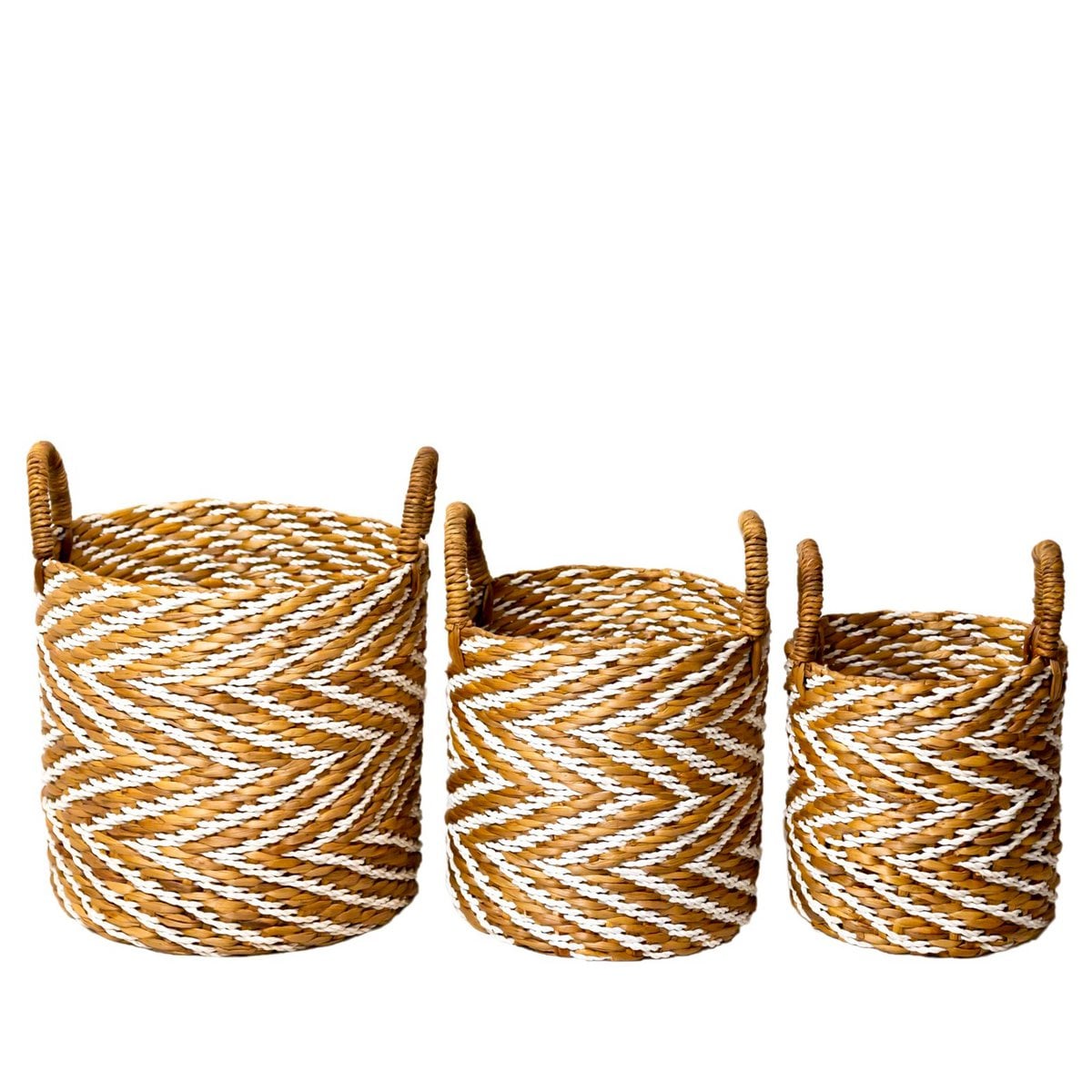 Panier Tressé Rond à Motif rayé YALIMO fabriqué en Hydrocoton (3 tailles)