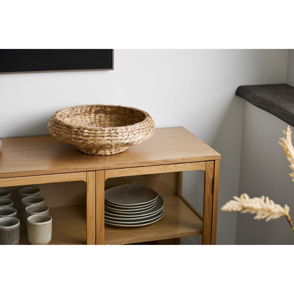 Water Hyacinth Tray - Natural Woven Serving Tray, Ø40x12cm