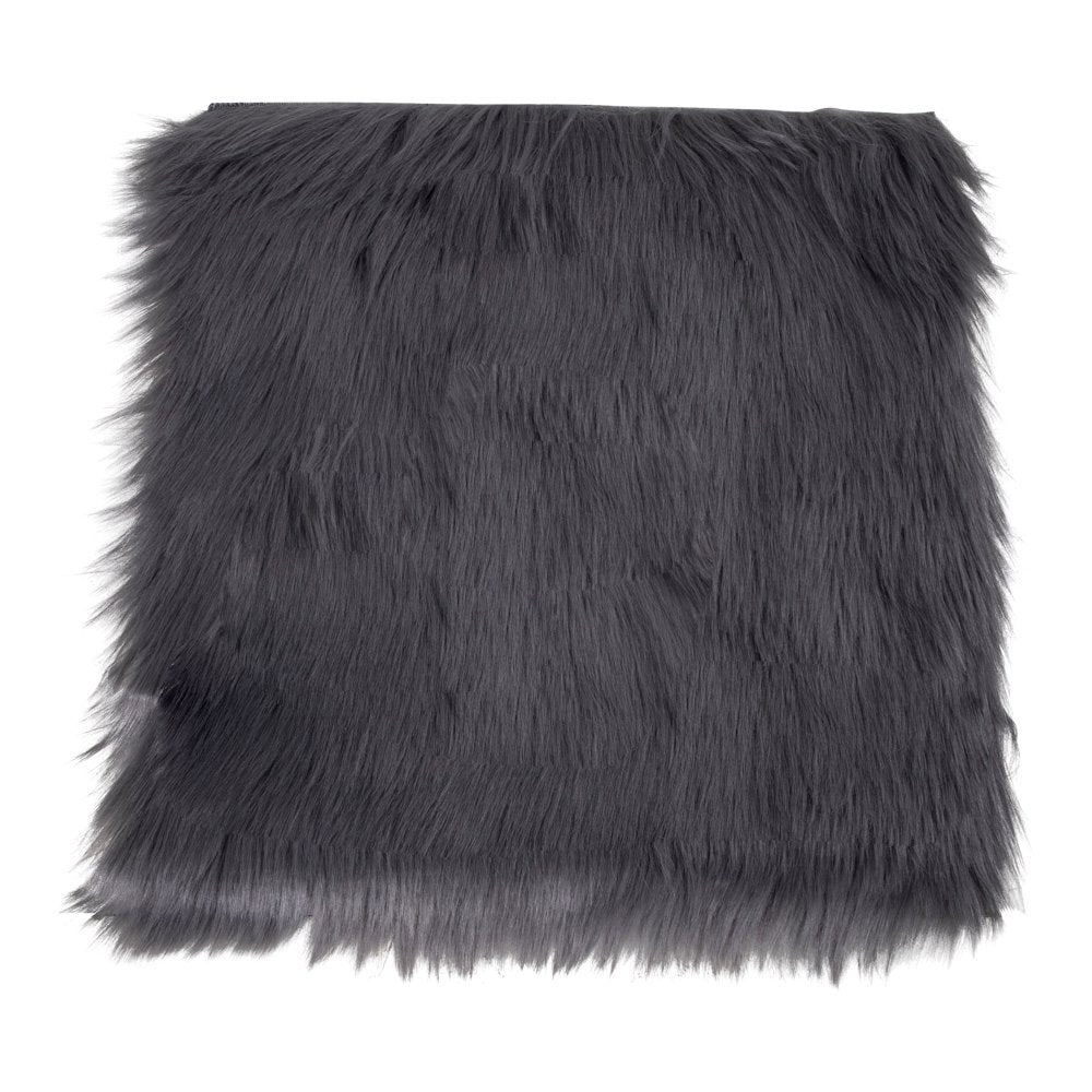 Polyester Seat Cushion - Grey Faux Lambskin Pad, 40x40 cm