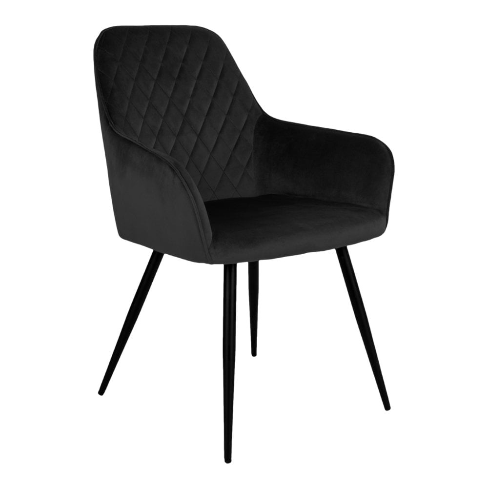 Harbo Dining Chair - Velvet, Steel, Black - Set of 2