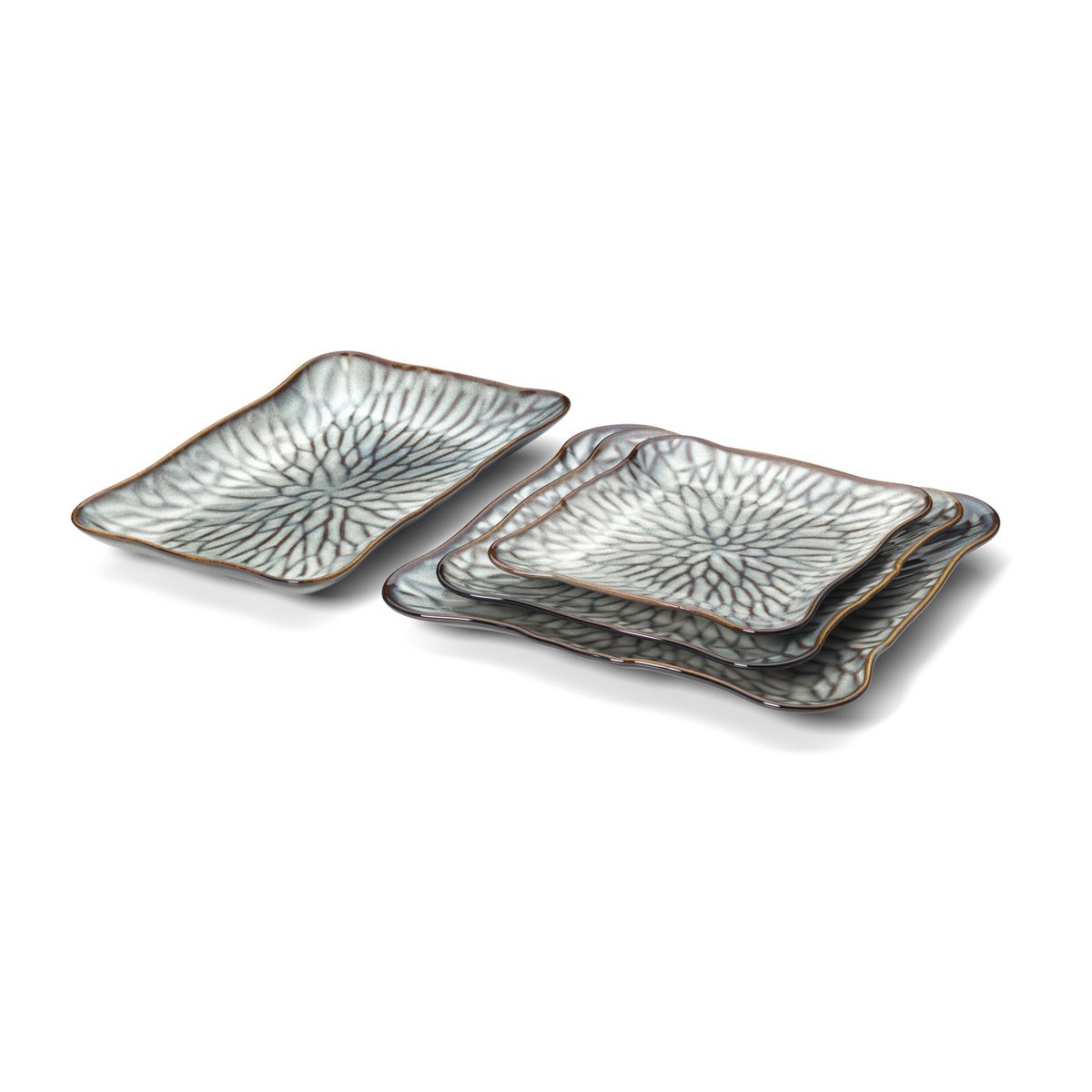 The Lotus Ice Square Plate - Grey Brown - L