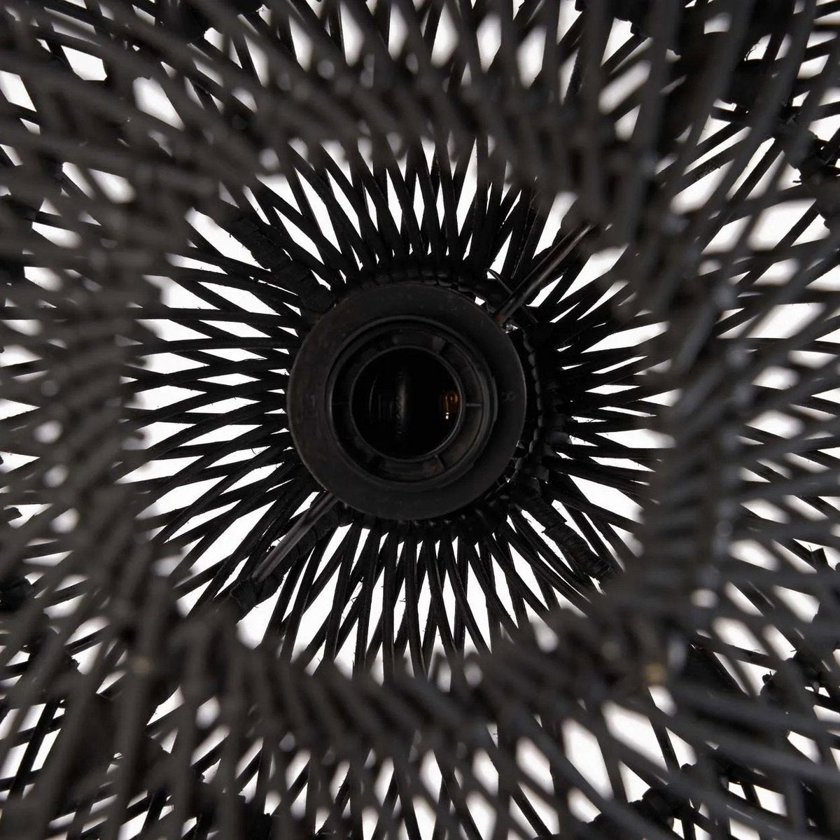 Rattan Pendant Light - Black Bubble Lamp, Small