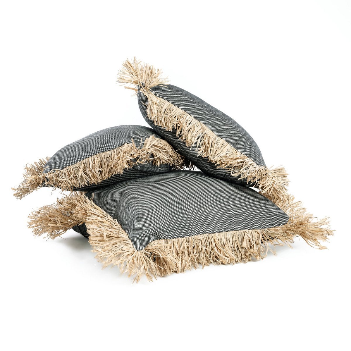 Coussin en coton Bonita - Noir Naturel - 40x40