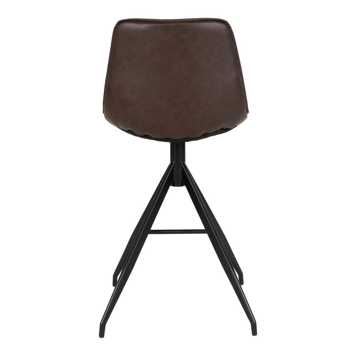 PU Leather Counter Chairs - Brown Steel Frame, Modern Bar Stools, Set of 2
