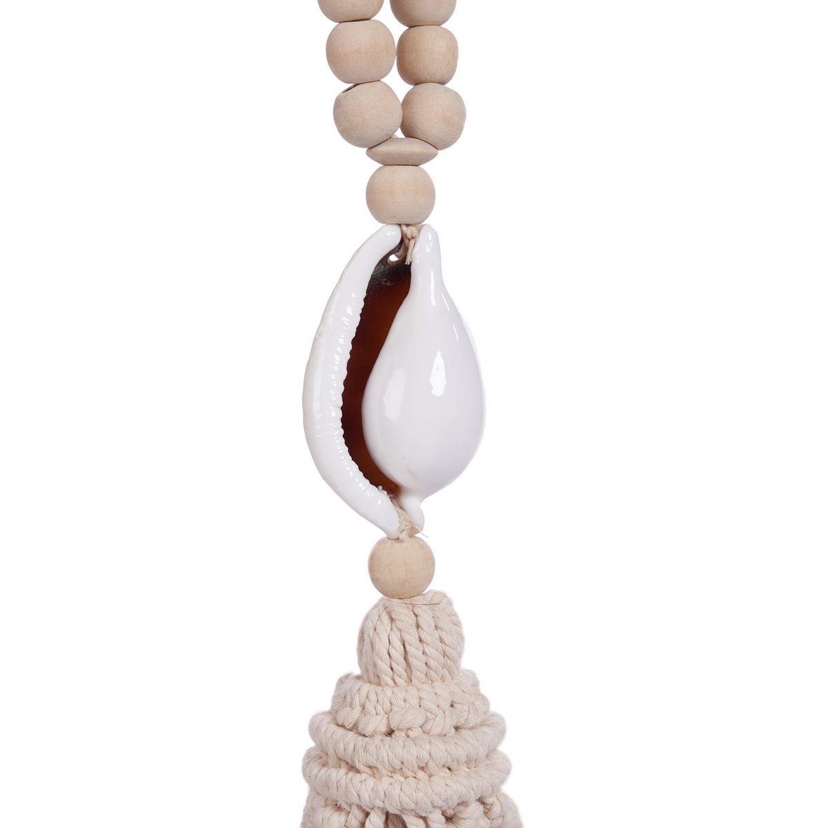 Woven Shell Necklace - Natural Wood, Coastal Style, White