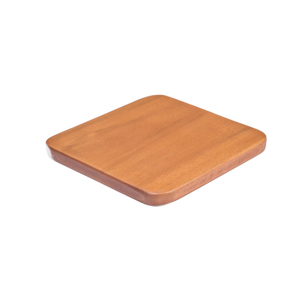 Solid Teak Wood Drink Coaster - Square Modern Design, Smooth Mahogany