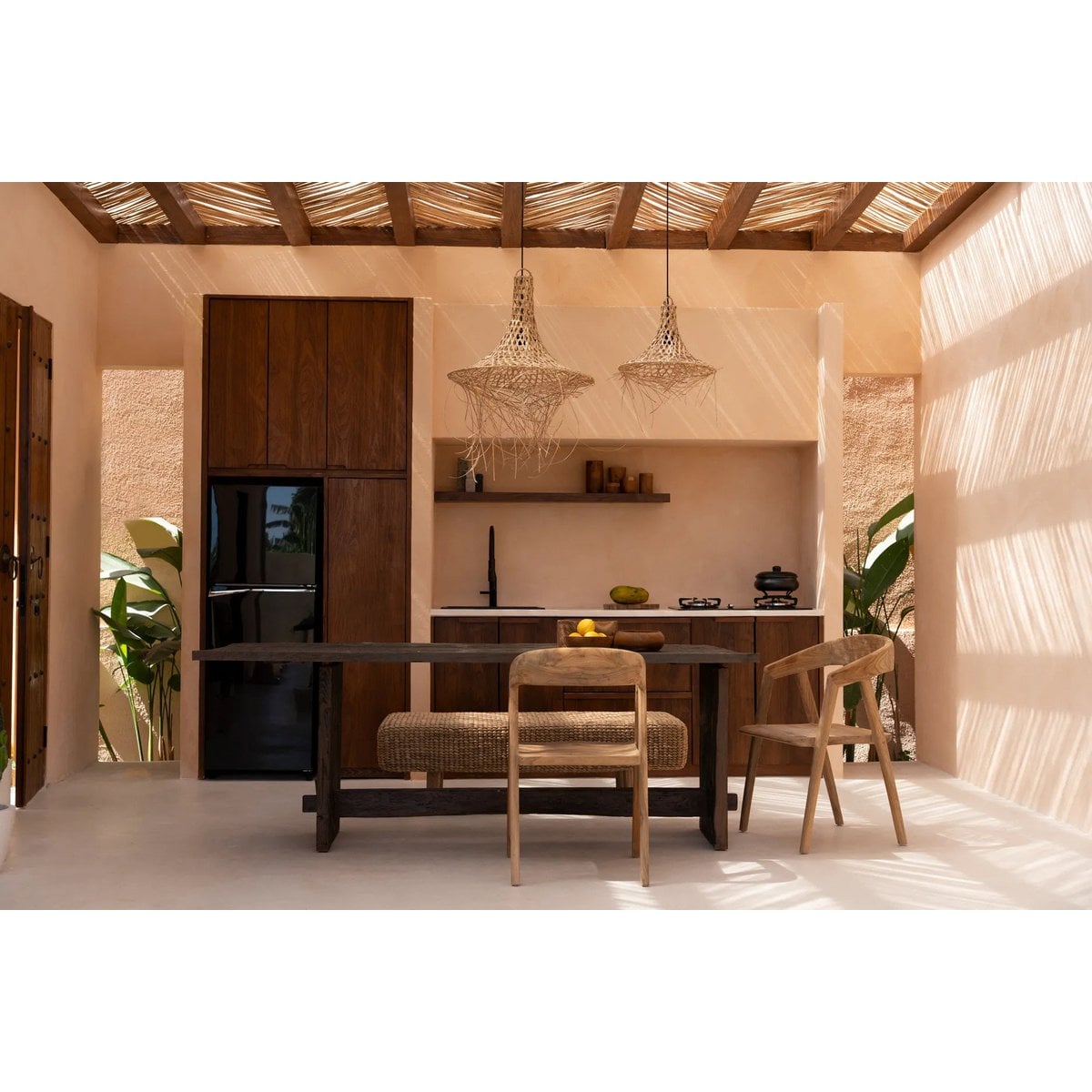 Rattan Pendant Light - Natural Woven Mykonos Style - Medium