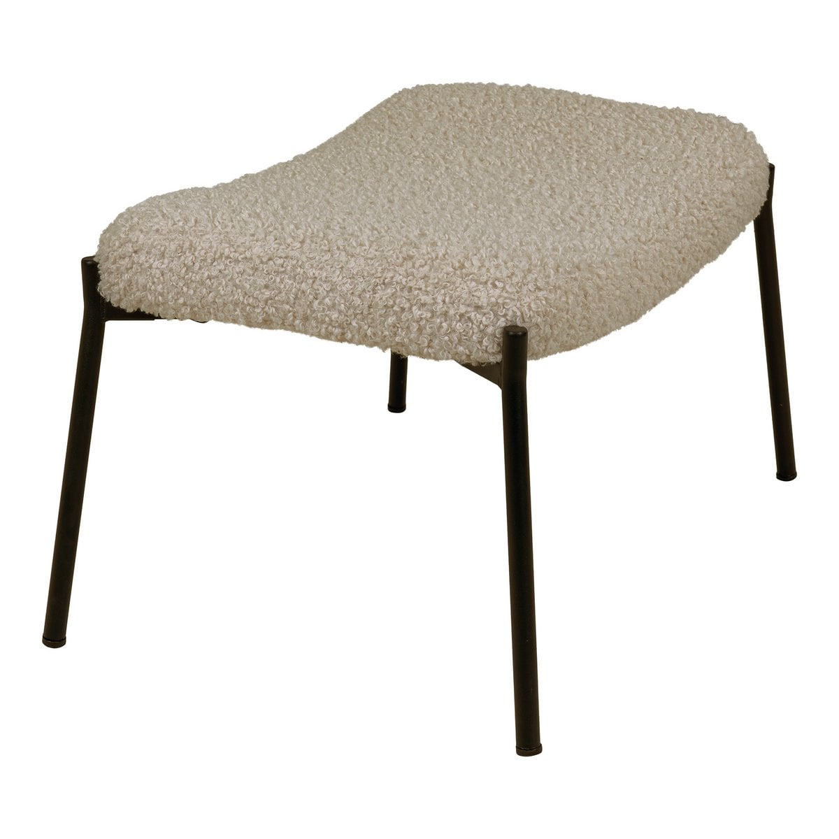 Glasgow Footrest - Grey/brown, Artificial Lambskin, Black Metal Legs