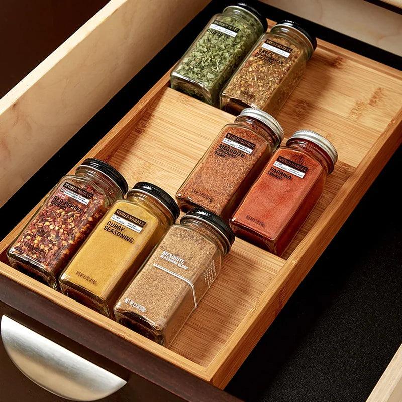 Chic Multi-Use Drawer Kitchen Tray | Full Wood - JUGLANA