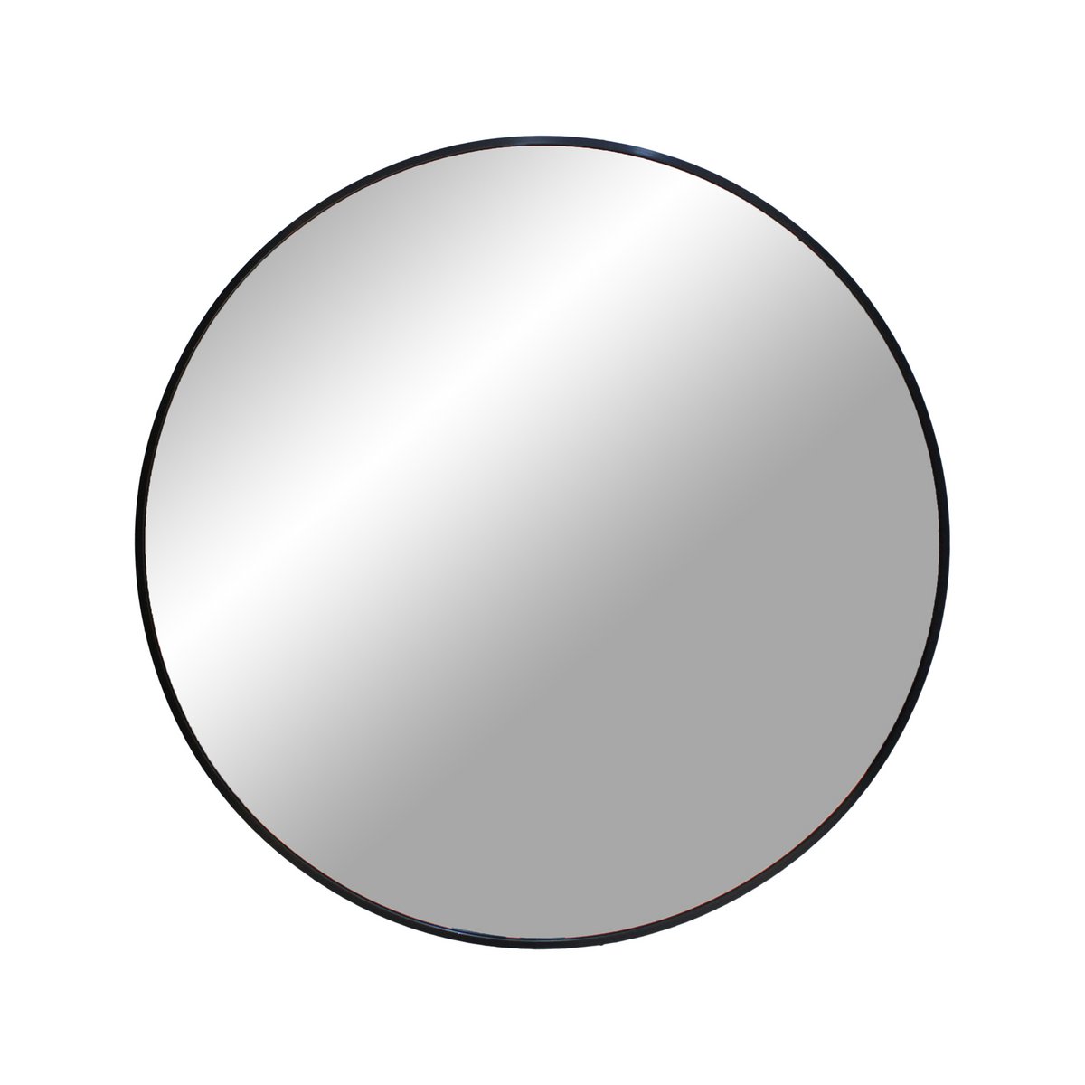 Aluminum Round Wall Mirror - Modern Black Frame, 60cm