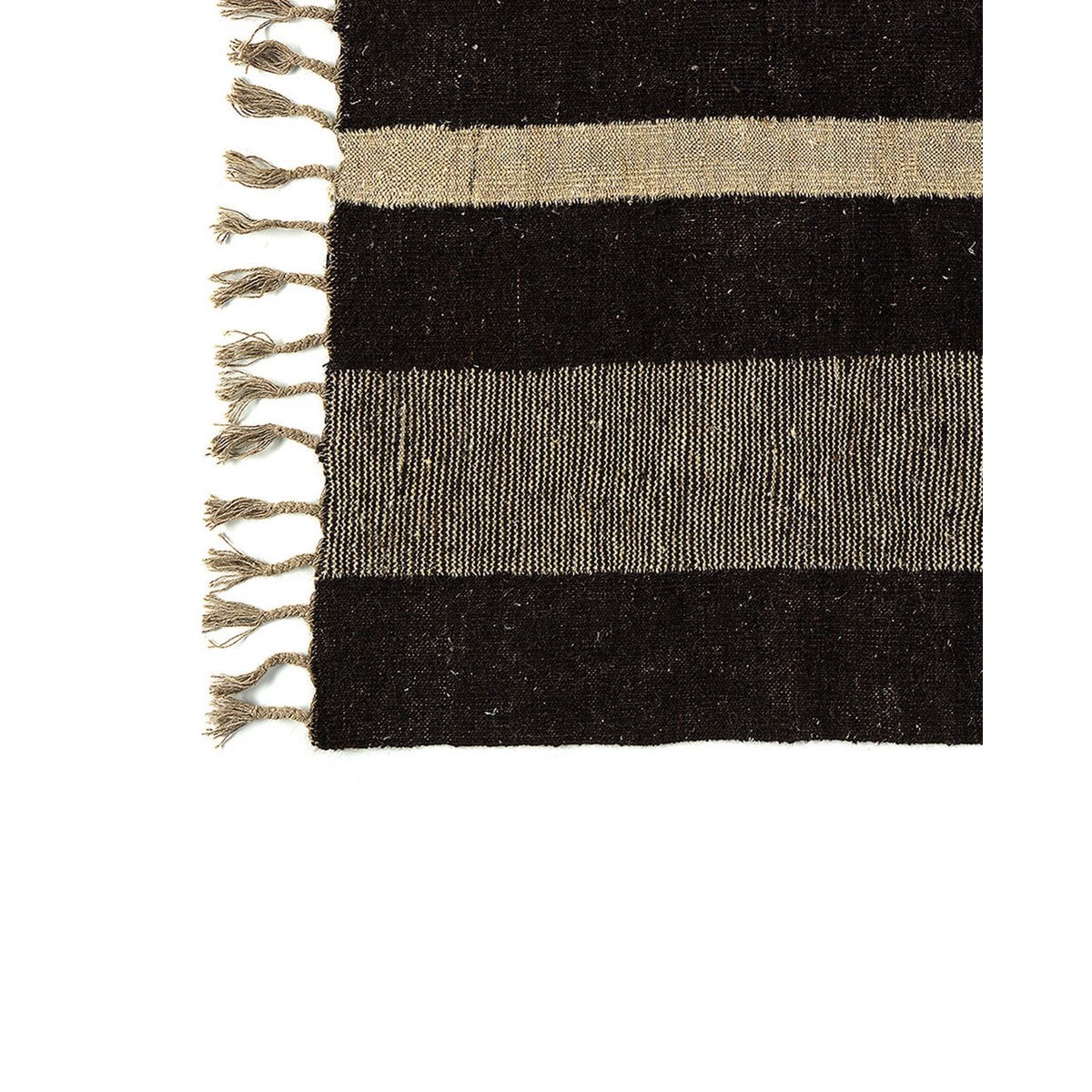 Afghan Wool Area Rug - Handwoven Striped Design, 300 x 205 cm