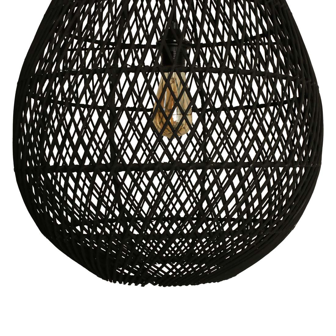 Rattan Pendant Light - Black Drop Hanging Lamp