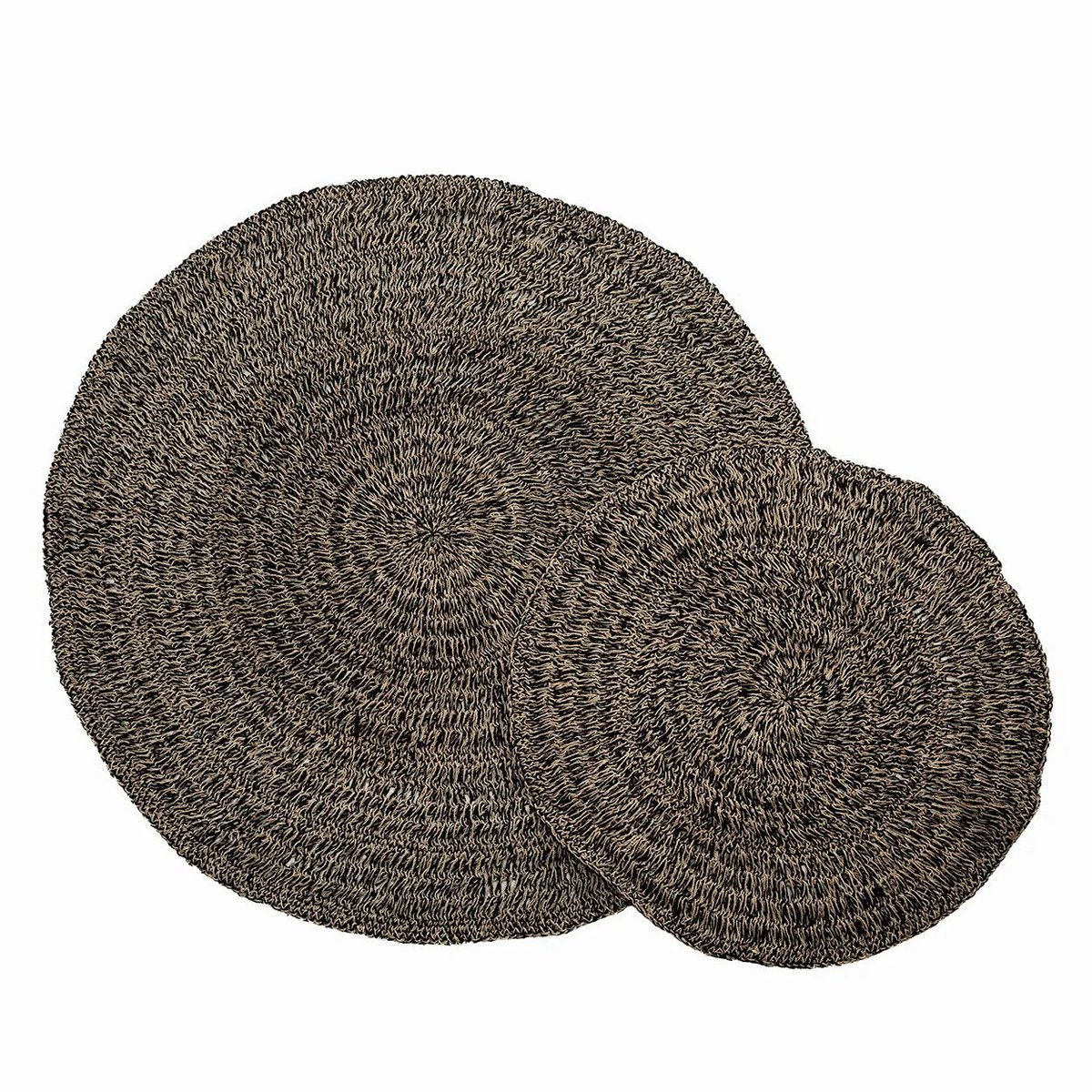 Seagrass Area Rug - Natural Black Round Carpet, 100cm