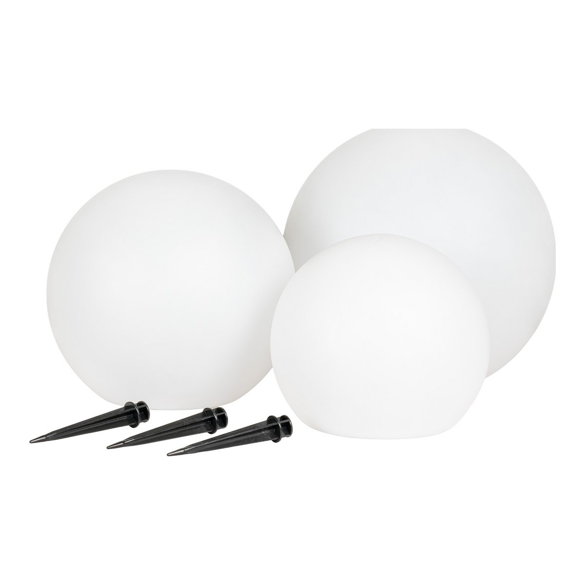 Solar LED Garden Lamps - White PP Outdoor Lights, Set of 3