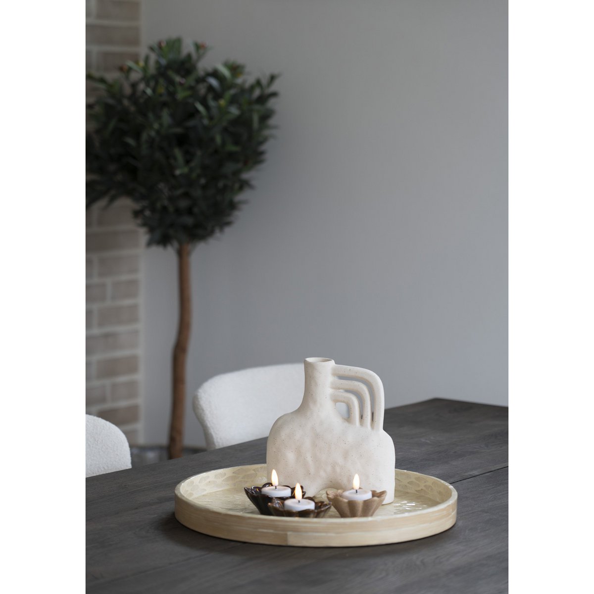 Tray - Tray, bamboo/capiz, beige, 40x40x3,5 cm