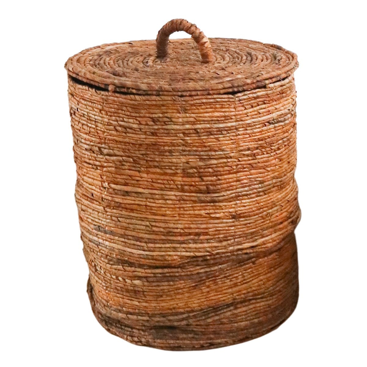 Banana Fiber Laundry Basket with Lid - Handmade Storage Ombak