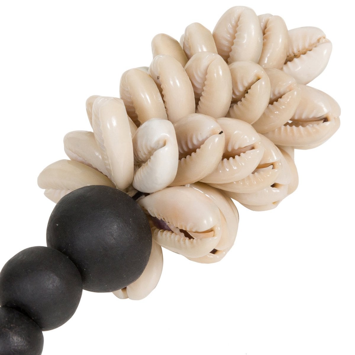 Shell and Wood Keychain - Natural Black, Island Style