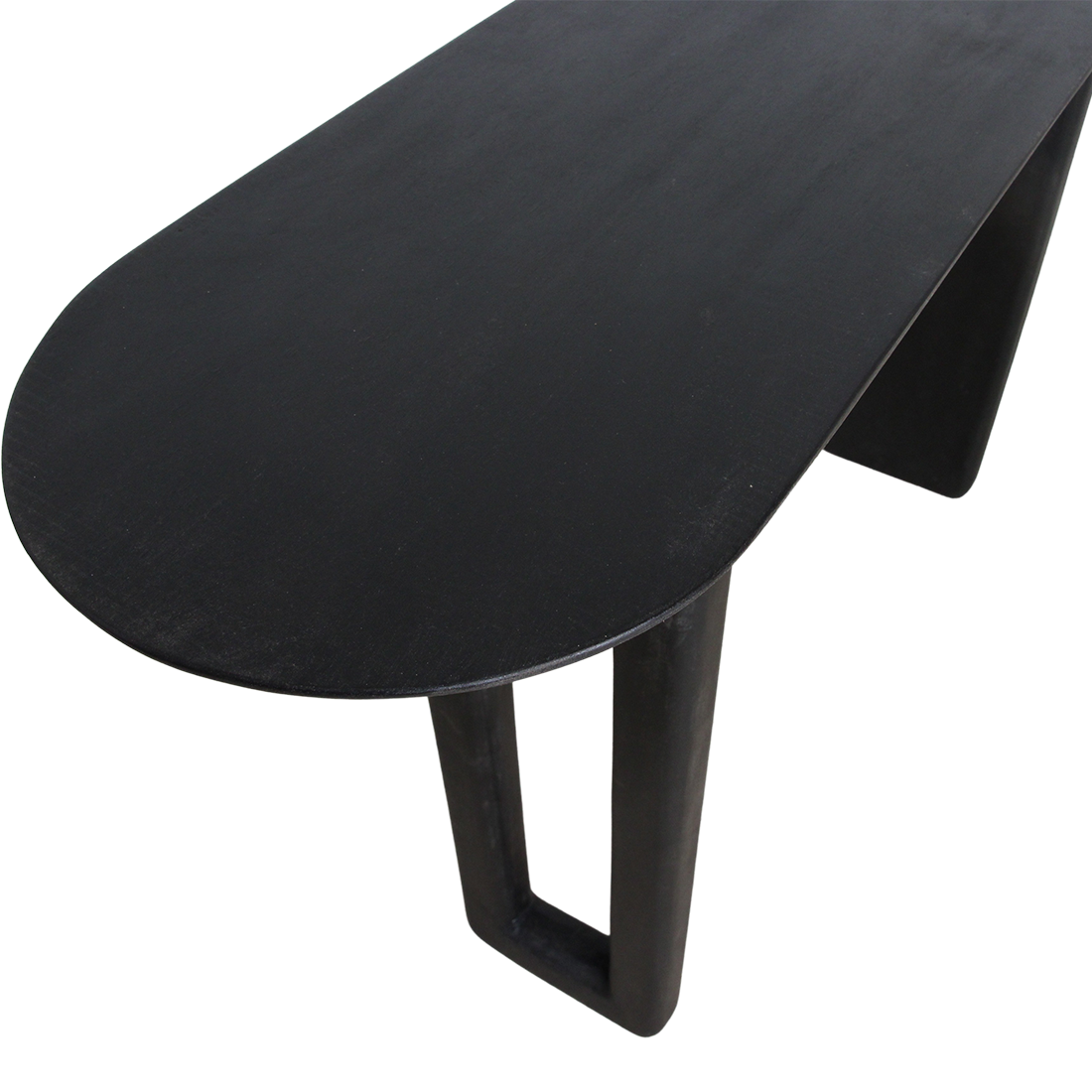 Mango Wood Console Table - Black Bullnose Design