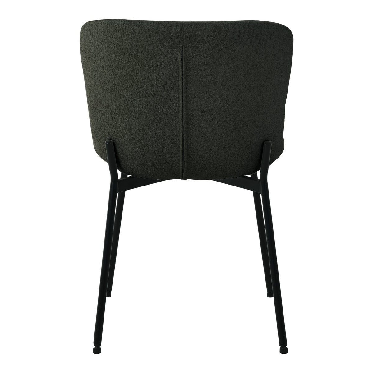 Bouclé Dining Chairs - Dark Green with Black Legs - Set of 2