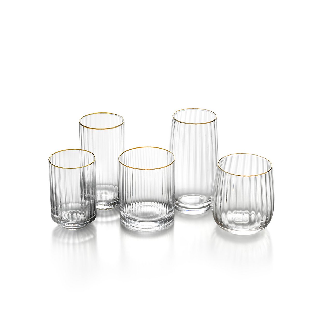 Recycled Glass Highball Glass - Golden Rim Long Drink
