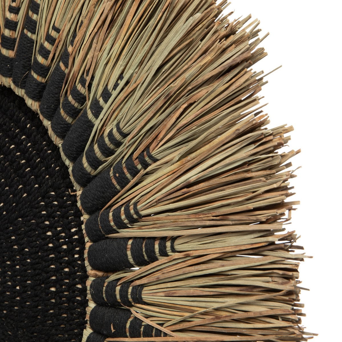Raffia Macramé Wall Hanging - Black and Natural Wall Decor