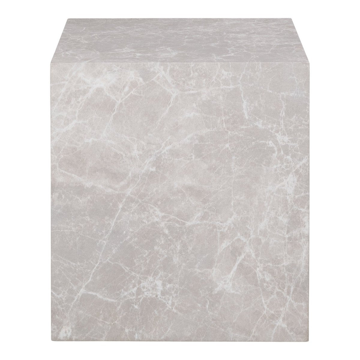 Marble Look Side Table - Beige Accent Table, 40x40cm