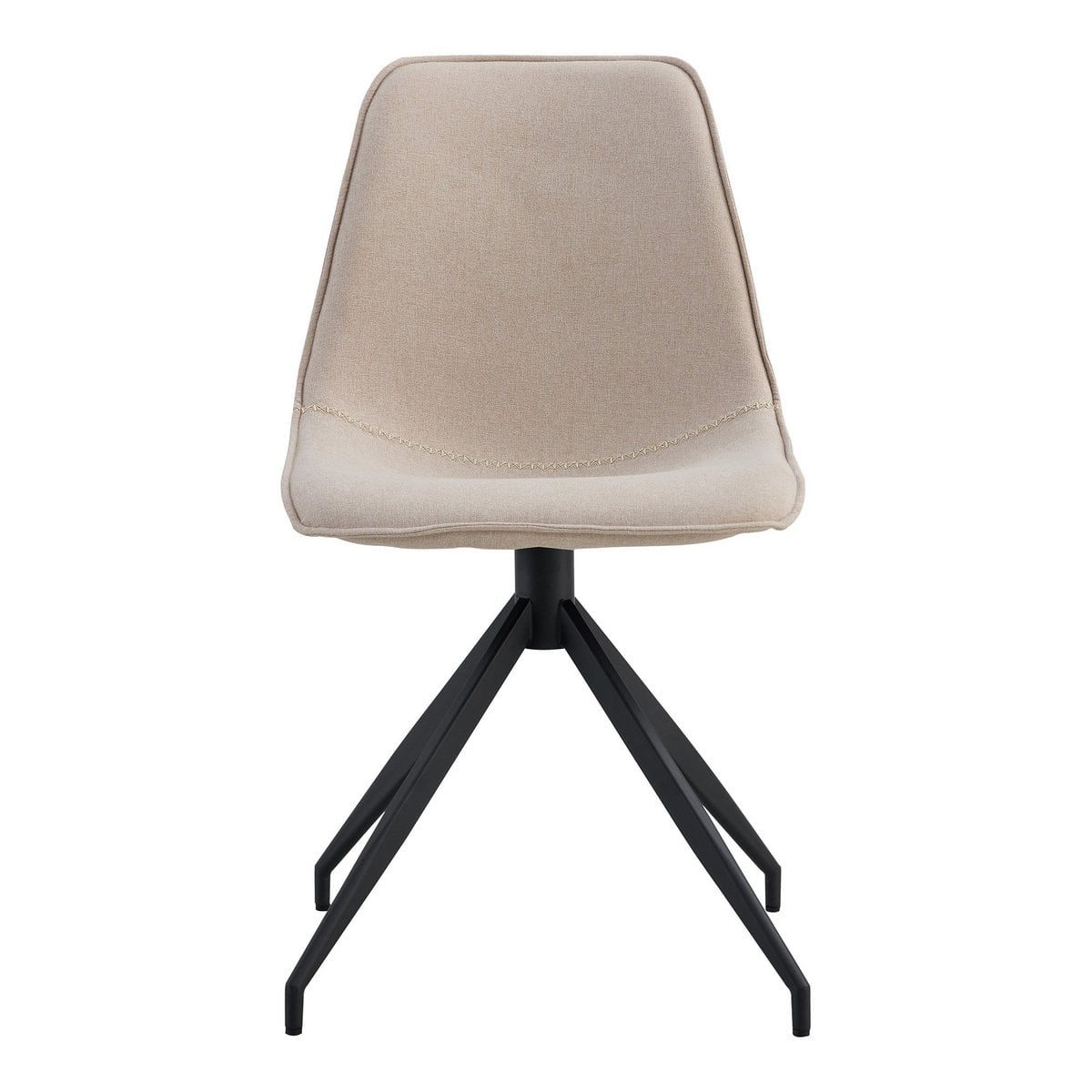 Sand Polyester Dining Chairs with Black Swivel Base - Set of 2
