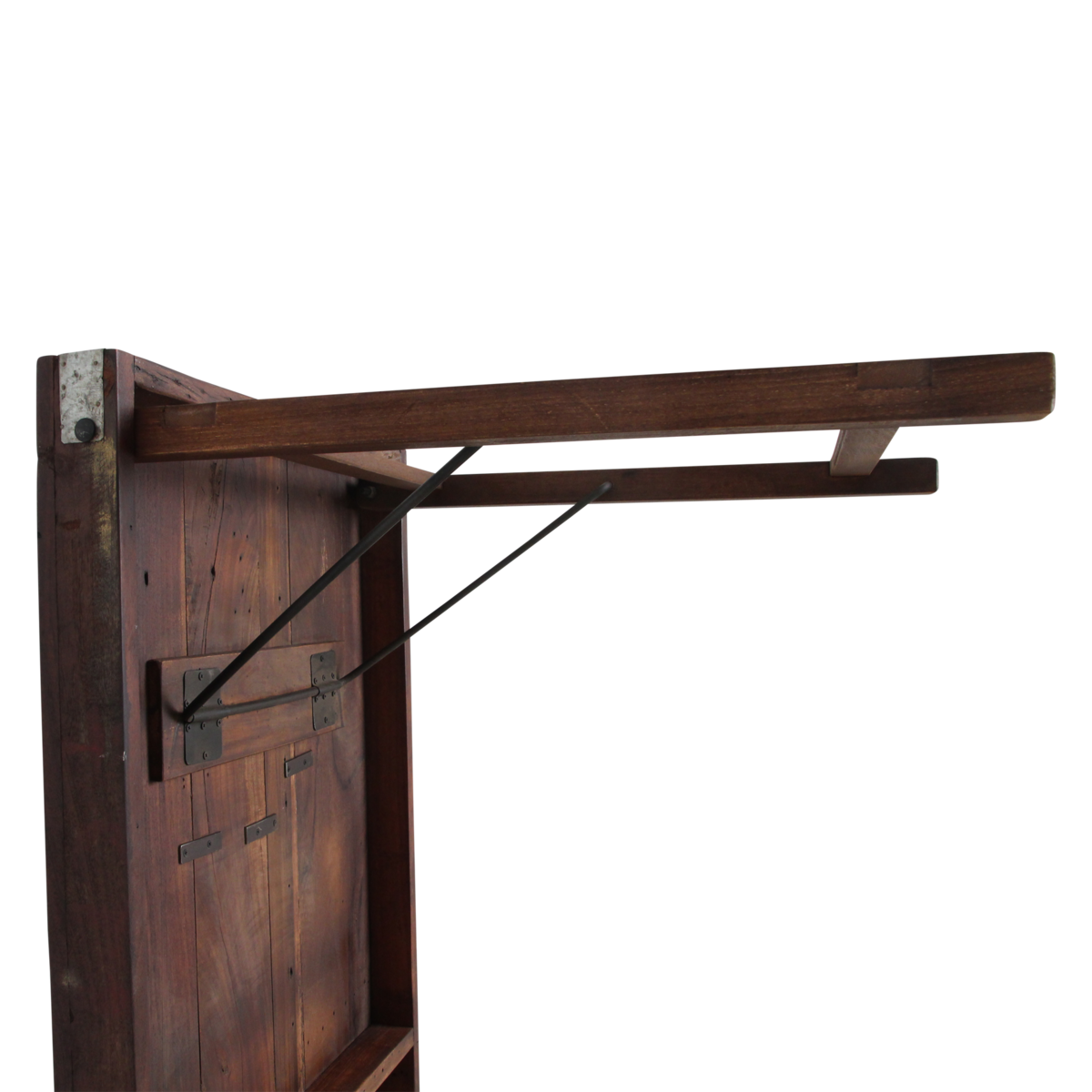 Foldable Brown Dining Table – Recycled Hardwood & Iron Legs