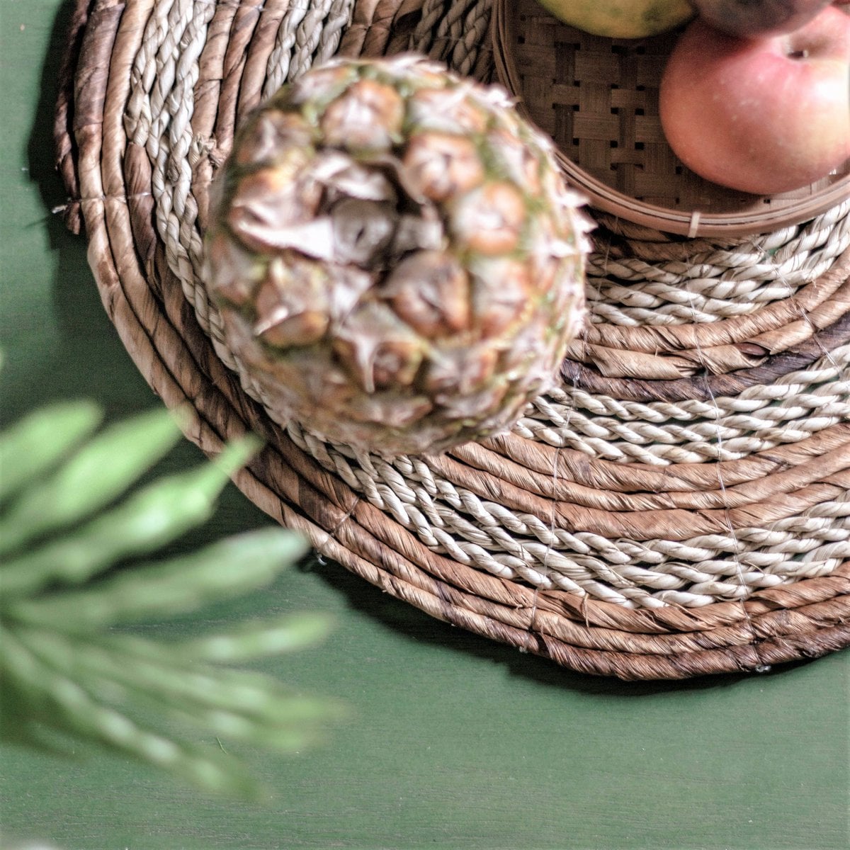 Mantel individual (Juego de 4 o 6) MATARAM | Salvamantel redondo boho de fibra de plátano y hierba marina 38 cm