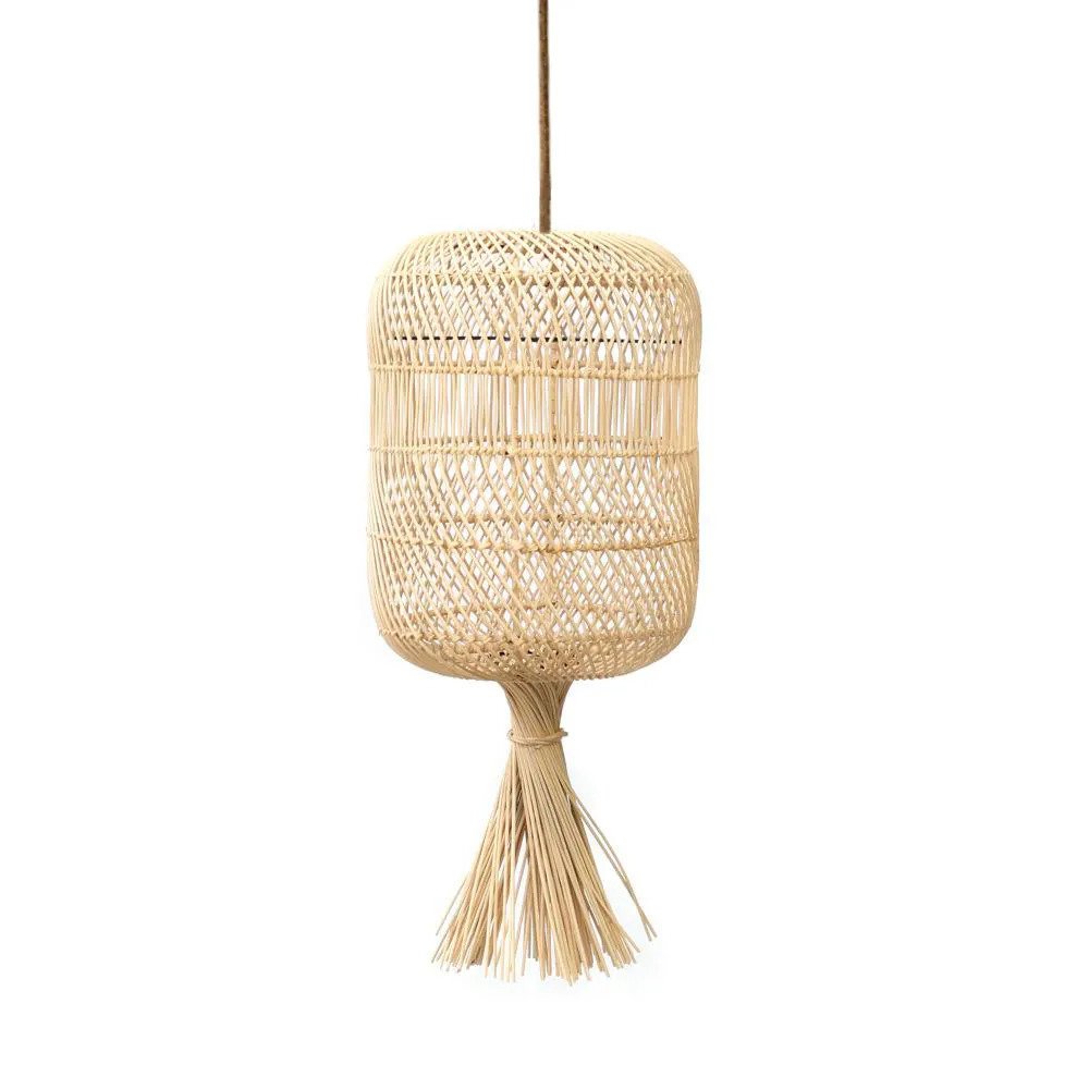 Rattan Floor Lamp Pendant - Natural Woven Dumpling Light - Small